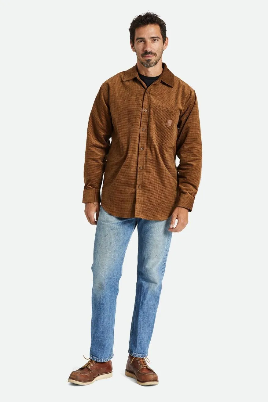 Brixton Men's Porter Long Sleeve Waffle Corduroy Shirt - Bison