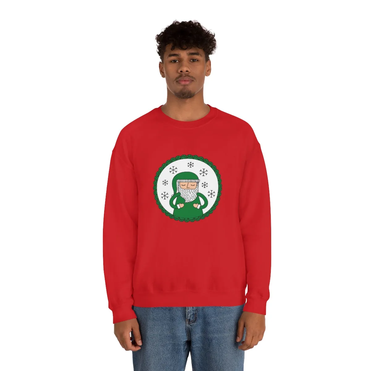 Green Santa Claus Sweatshirt, Green Santa Sweatshirt, Trendy Noel Minimalist Christmas Sweatshirt, Xmas Santa Crewneck Top, Holiday Green