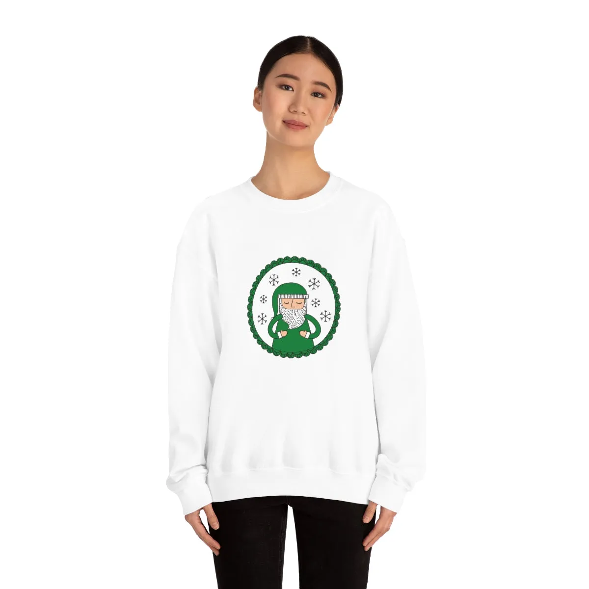 Green Santa Claus Sweatshirt, Green Santa Sweatshirt, Trendy Noel Minimalist Christmas Sweatshirt, Xmas Santa Crewneck Top, Holiday Green