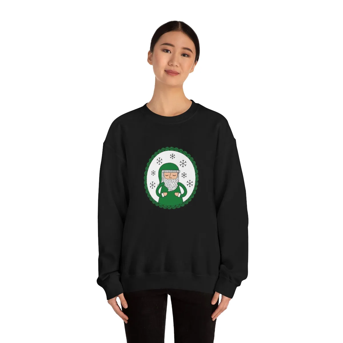 Green Santa Claus Sweatshirt, Green Santa Sweatshirt, Trendy Noel Minimalist Christmas Sweatshirt, Xmas Santa Crewneck Top, Holiday Green