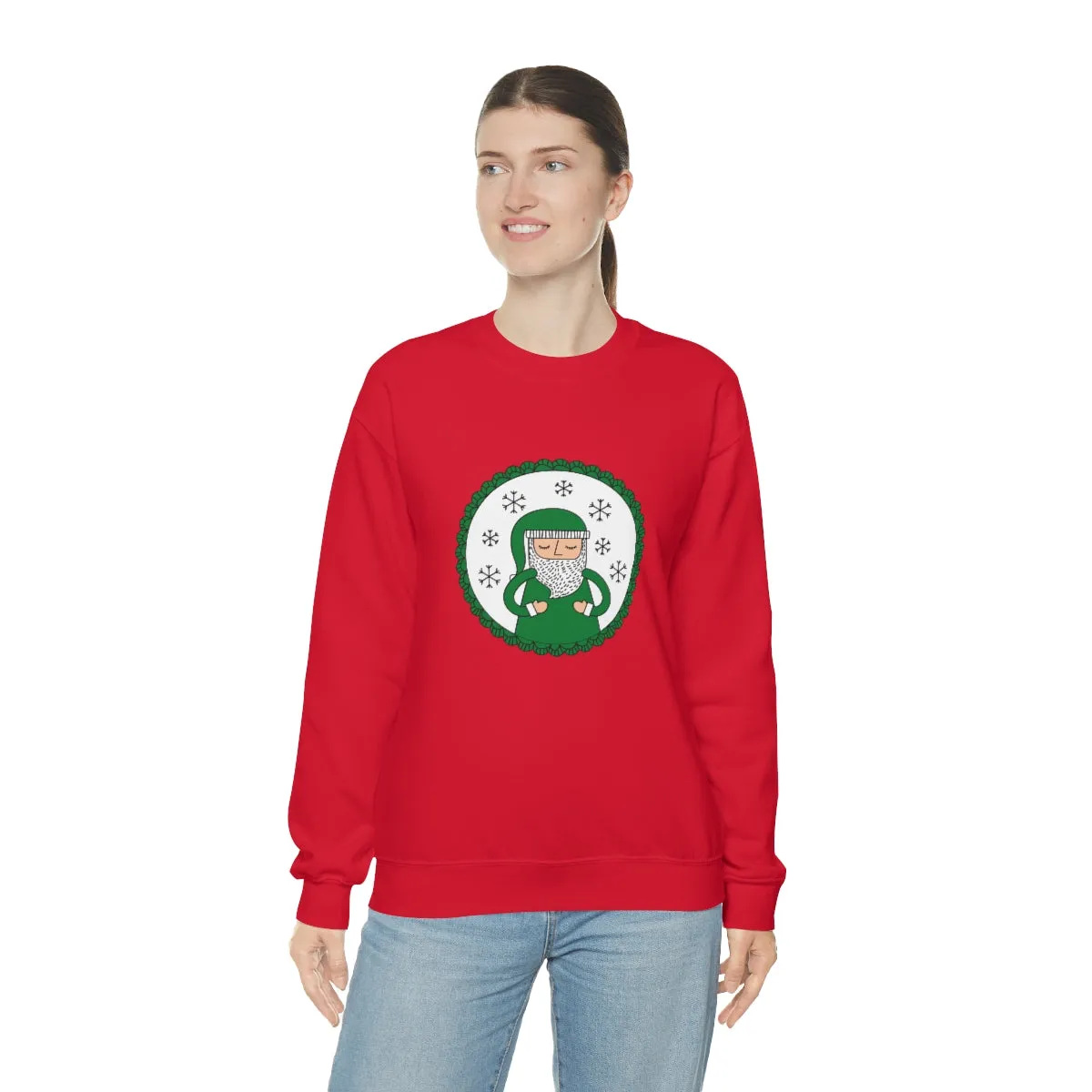 Green Santa Claus Sweatshirt, Green Santa Sweatshirt, Trendy Noel Minimalist Christmas Sweatshirt, Xmas Santa Crewneck Top, Holiday Green