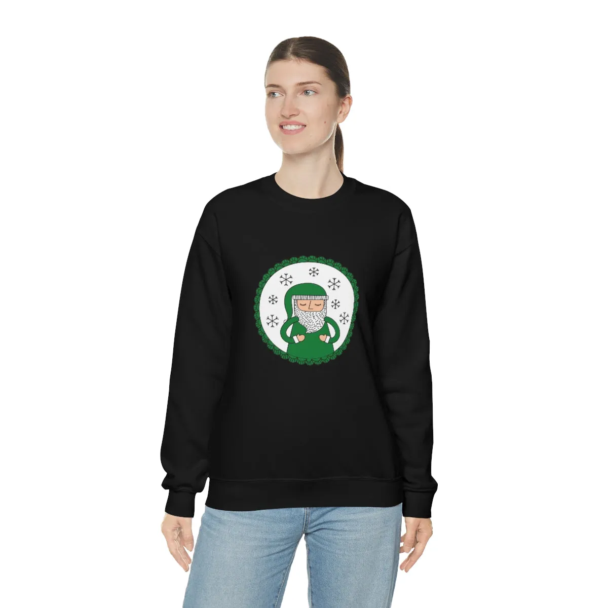 Green Santa Claus Sweatshirt, Green Santa Sweatshirt, Trendy Noel Minimalist Christmas Sweatshirt, Xmas Santa Crewneck Top, Holiday Green