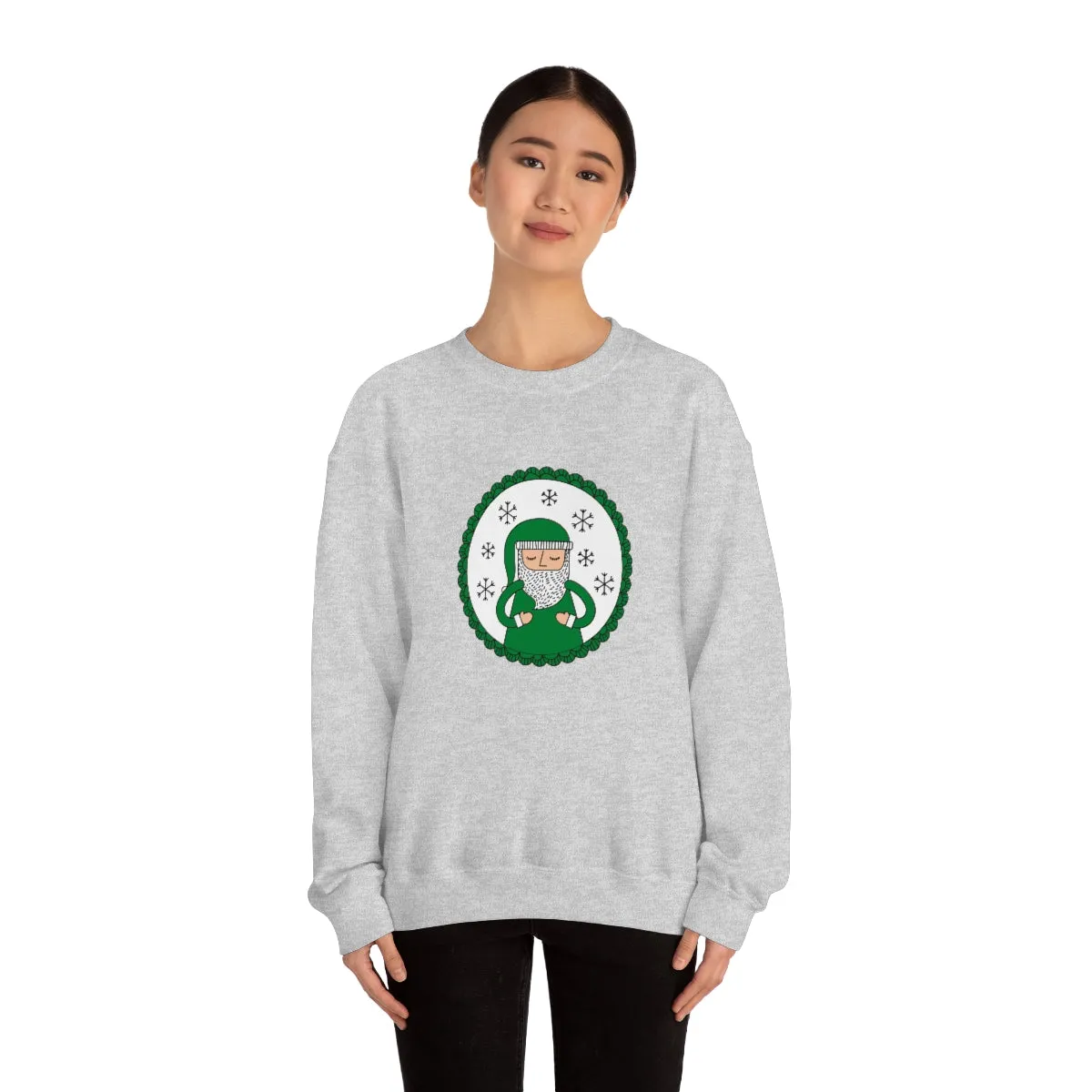 Green Santa Claus Sweatshirt, Green Santa Sweatshirt, Trendy Noel Minimalist Christmas Sweatshirt, Xmas Santa Crewneck Top, Holiday Green
