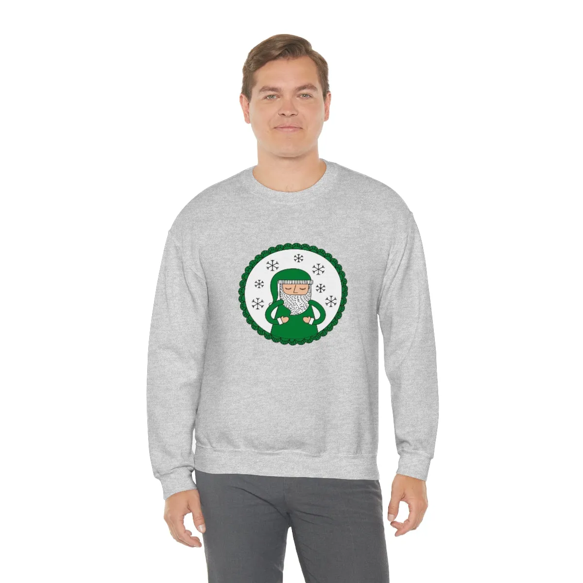 Green Santa Claus Sweatshirt, Green Santa Sweatshirt, Trendy Noel Minimalist Christmas Sweatshirt, Xmas Santa Crewneck Top, Holiday Green