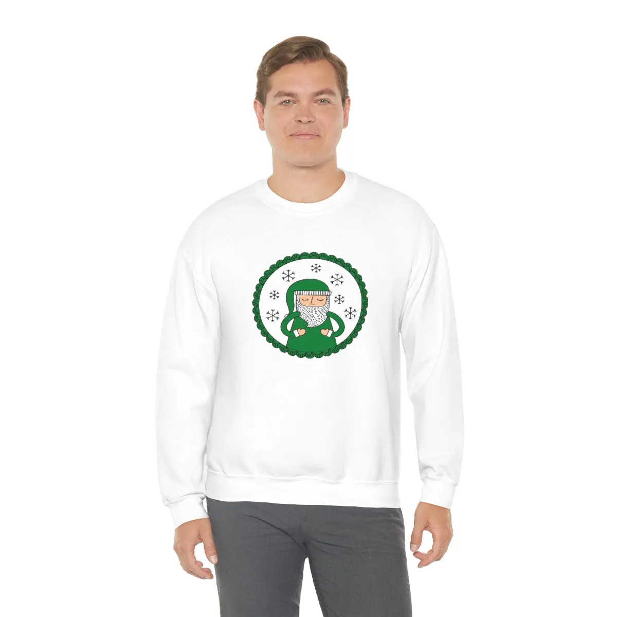 Green Santa Claus Sweatshirt, Green Santa Sweatshirt, Trendy Noel Minimalist Christmas Sweatshirt, Xmas Santa Crewneck Top, Holiday Green