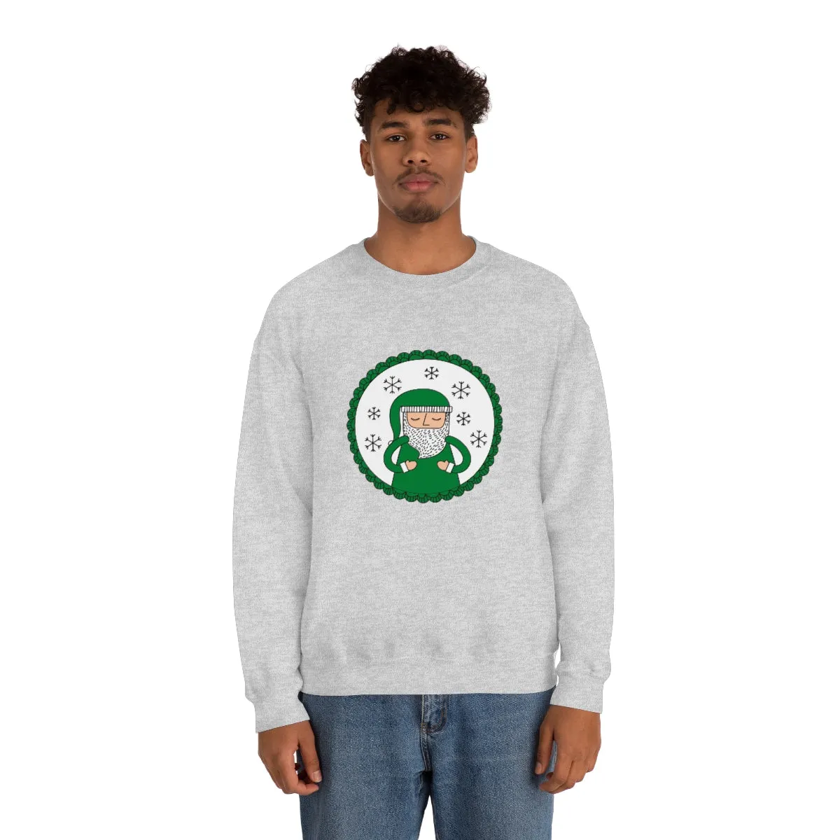 Green Santa Claus Sweatshirt, Green Santa Sweatshirt, Trendy Noel Minimalist Christmas Sweatshirt, Xmas Santa Crewneck Top, Holiday Green