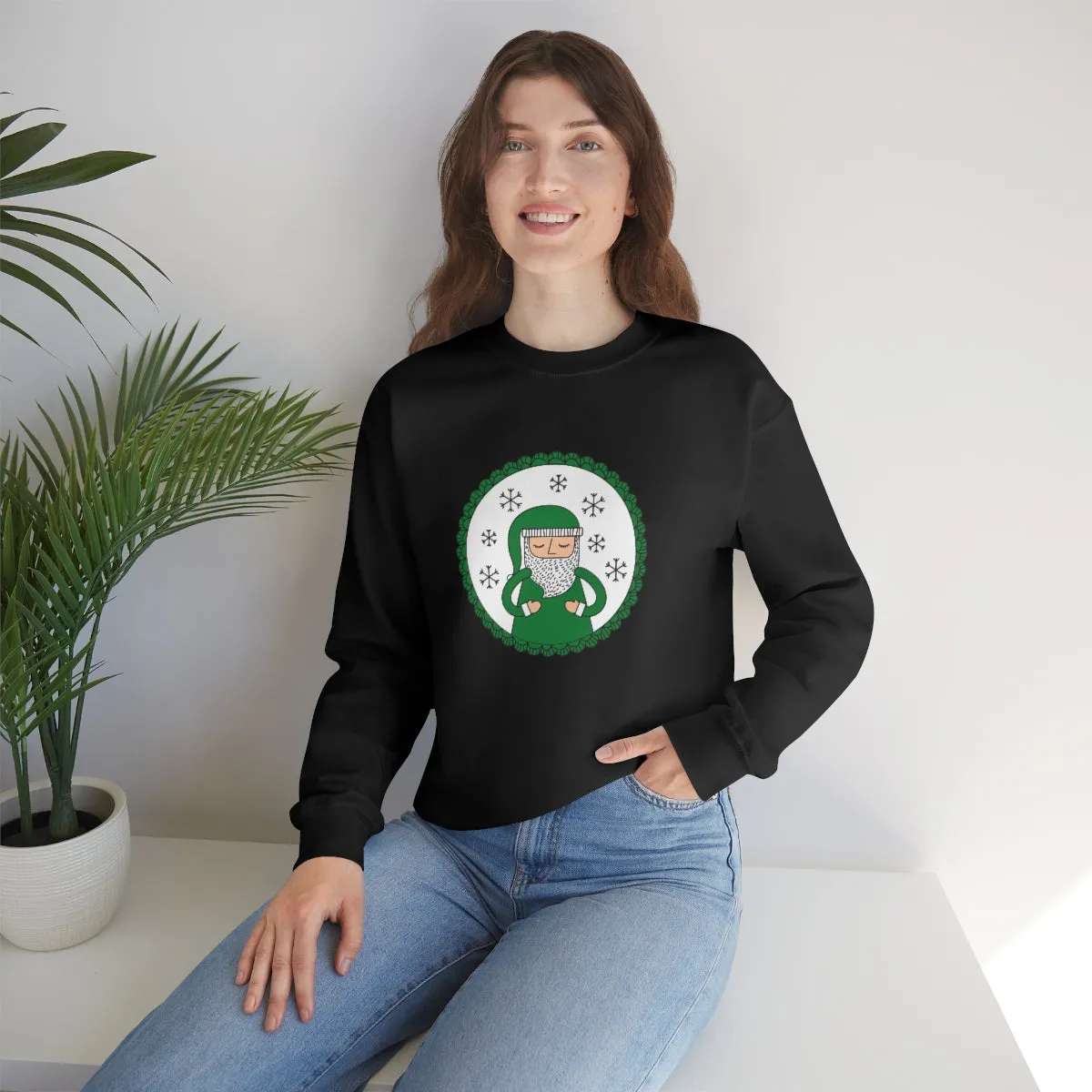 Green Santa Claus Sweatshirt, Green Santa Sweatshirt, Trendy Noel Minimalist Christmas Sweatshirt, Xmas Santa Crewneck Top, Holiday Green