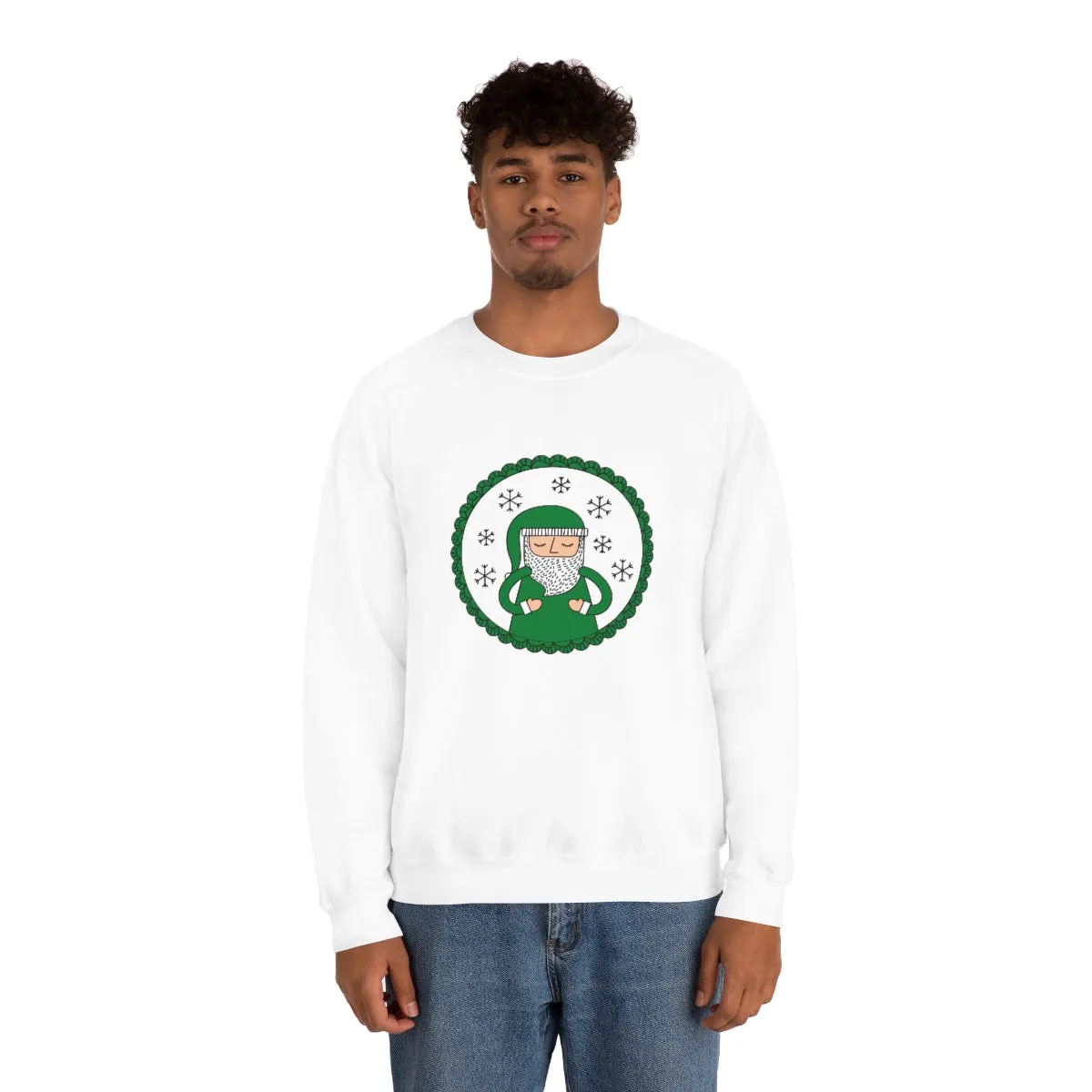 Green Santa Claus Sweatshirt, Green Santa Sweatshirt, Trendy Noel Minimalist Christmas Sweatshirt, Xmas Santa Crewneck Top, Holiday Green