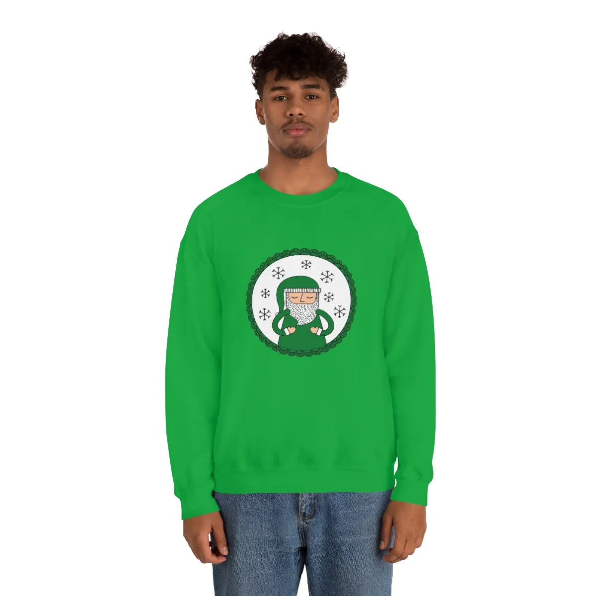 Green Santa Claus Sweatshirt, Green Santa Sweatshirt, Trendy Noel Minimalist Christmas Sweatshirt, Xmas Santa Crewneck Top, Holiday Green