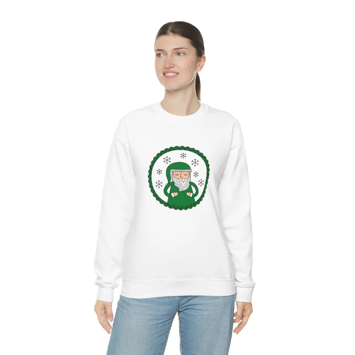 Green Santa Claus Sweatshirt, Green Santa Sweatshirt, Trendy Noel Minimalist Christmas Sweatshirt, Xmas Santa Crewneck Top, Holiday Green