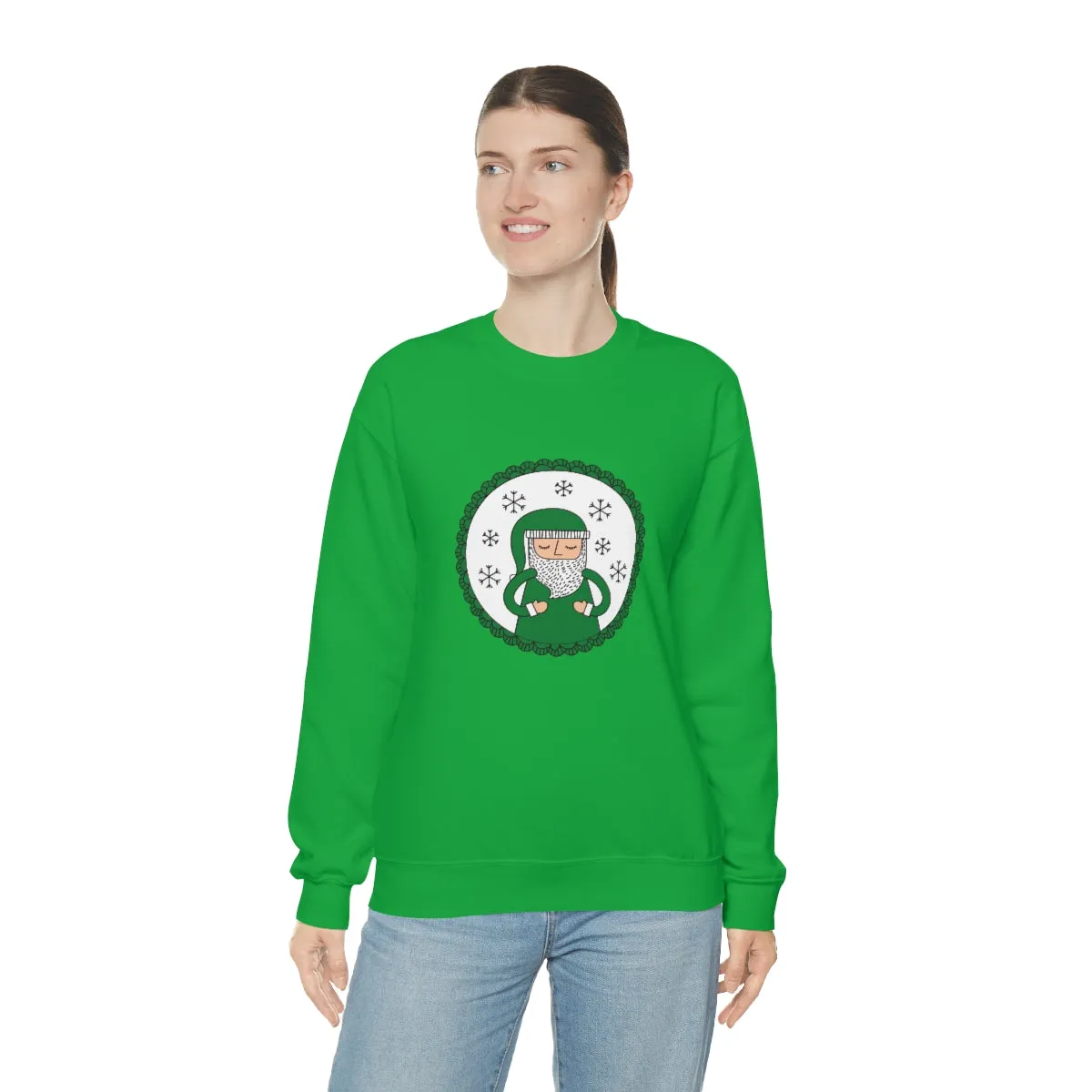 Green Santa Claus Sweatshirt, Green Santa Sweatshirt, Trendy Noel Minimalist Christmas Sweatshirt, Xmas Santa Crewneck Top, Holiday Green
