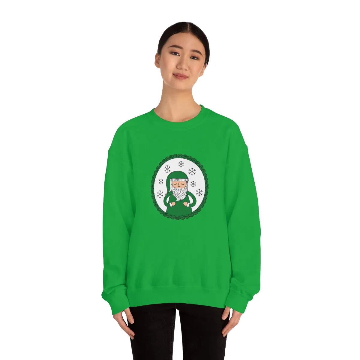 Green Santa Claus Sweatshirt, Green Santa Sweatshirt, Trendy Noel Minimalist Christmas Sweatshirt, Xmas Santa Crewneck Top, Holiday Green