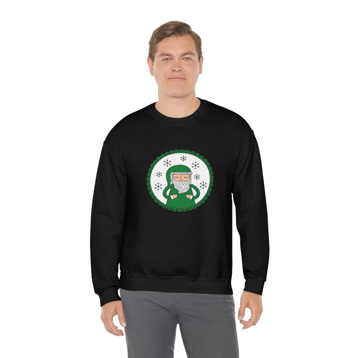 Green Santa Claus Sweatshirt, Green Santa Sweatshirt, Trendy Noel Minimalist Christmas Sweatshirt, Xmas Santa Crewneck Top, Holiday Green