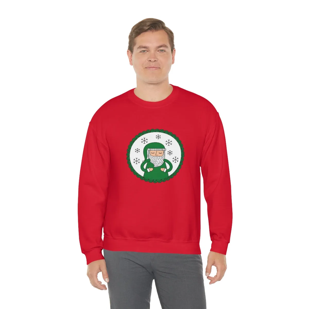 Green Santa Claus Sweatshirt, Green Santa Sweatshirt, Trendy Noel Minimalist Christmas Sweatshirt, Xmas Santa Crewneck Top, Holiday Green