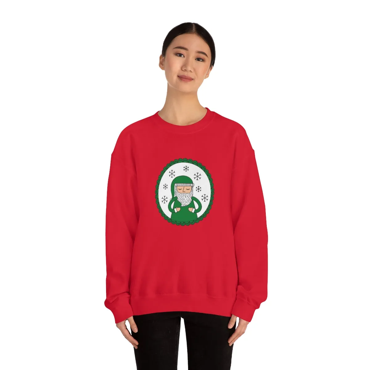Green Santa Claus Sweatshirt, Green Santa Sweatshirt, Trendy Noel Minimalist Christmas Sweatshirt, Xmas Santa Crewneck Top, Holiday Green