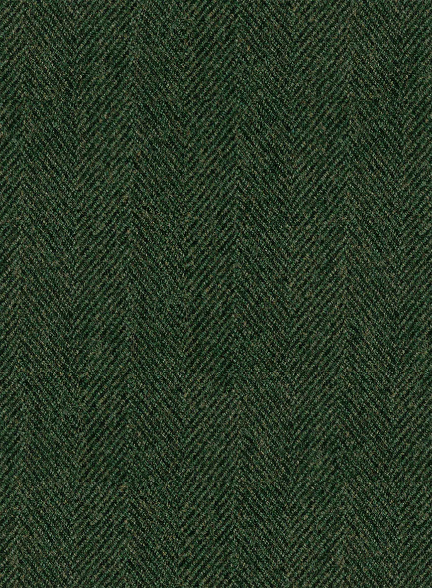 Highlander Heavy Green Herringbone Tweed Pea Coat