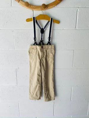 Lined Khaki Pants   Suspenders, 4 years