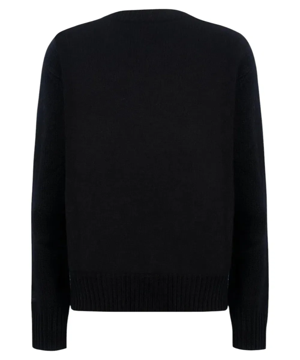 Maglione da Donna Nero Fair Isle Kyla con Stampa St. Moritz in Lana