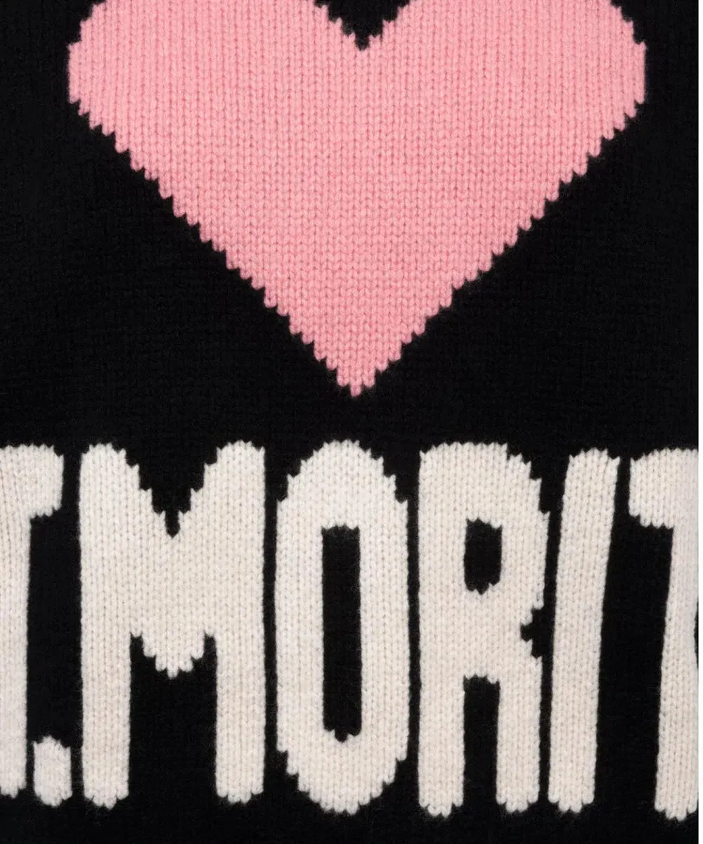 Maglione da Donna Nero Fair Isle Kyla con Stampa St. Moritz in Lana