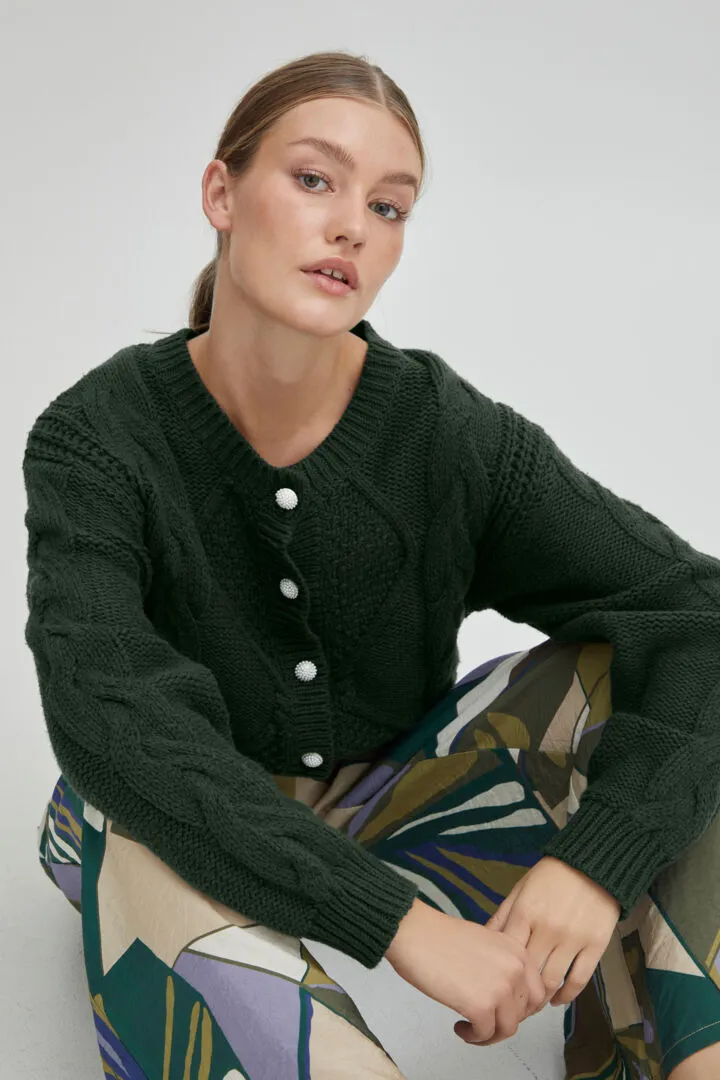 Marla Cotton/Wool Blend Cardigan - Mountain View