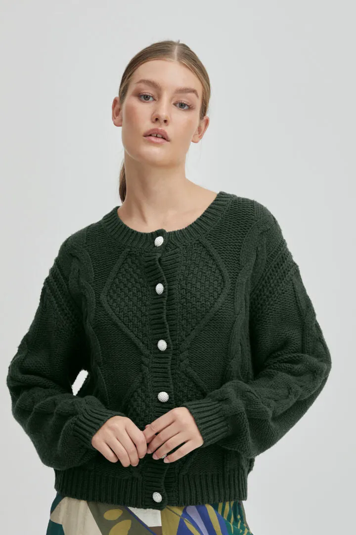 Marla Cotton/Wool Blend Cardigan - Mountain View