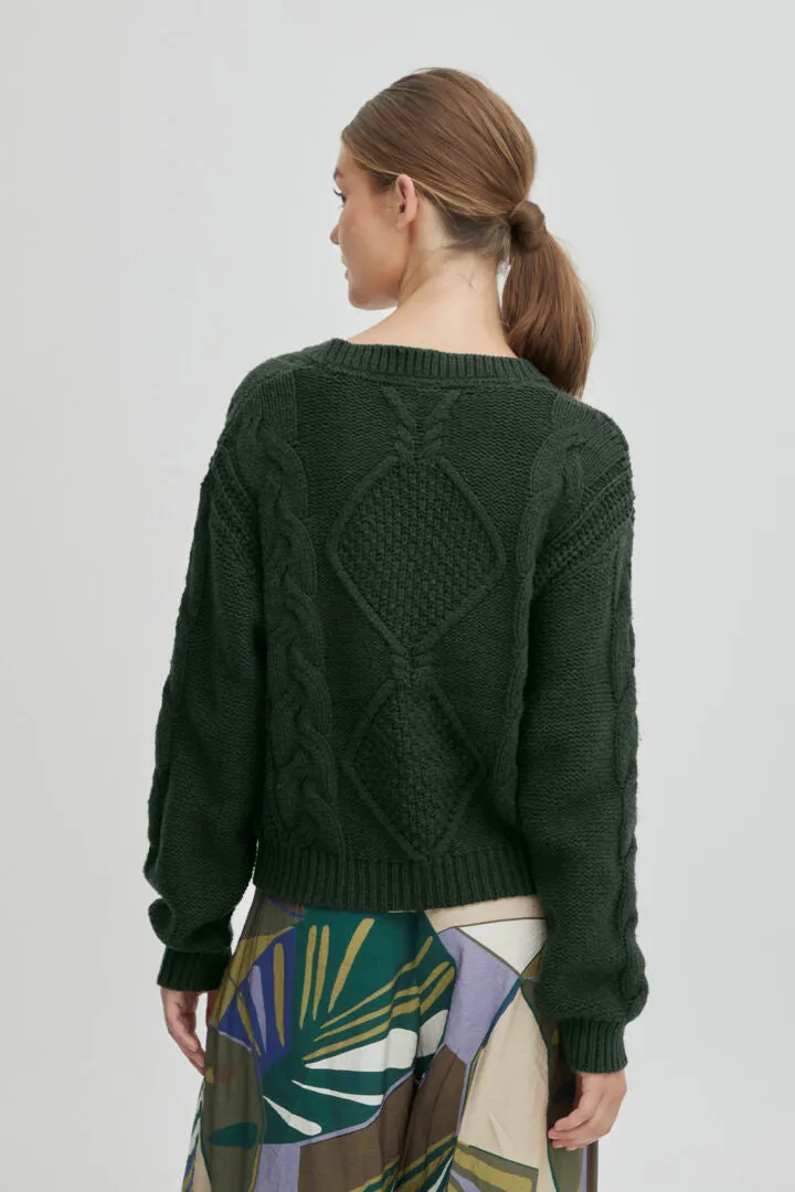 Marla Cotton/Wool Blend Cardigan - Mountain View