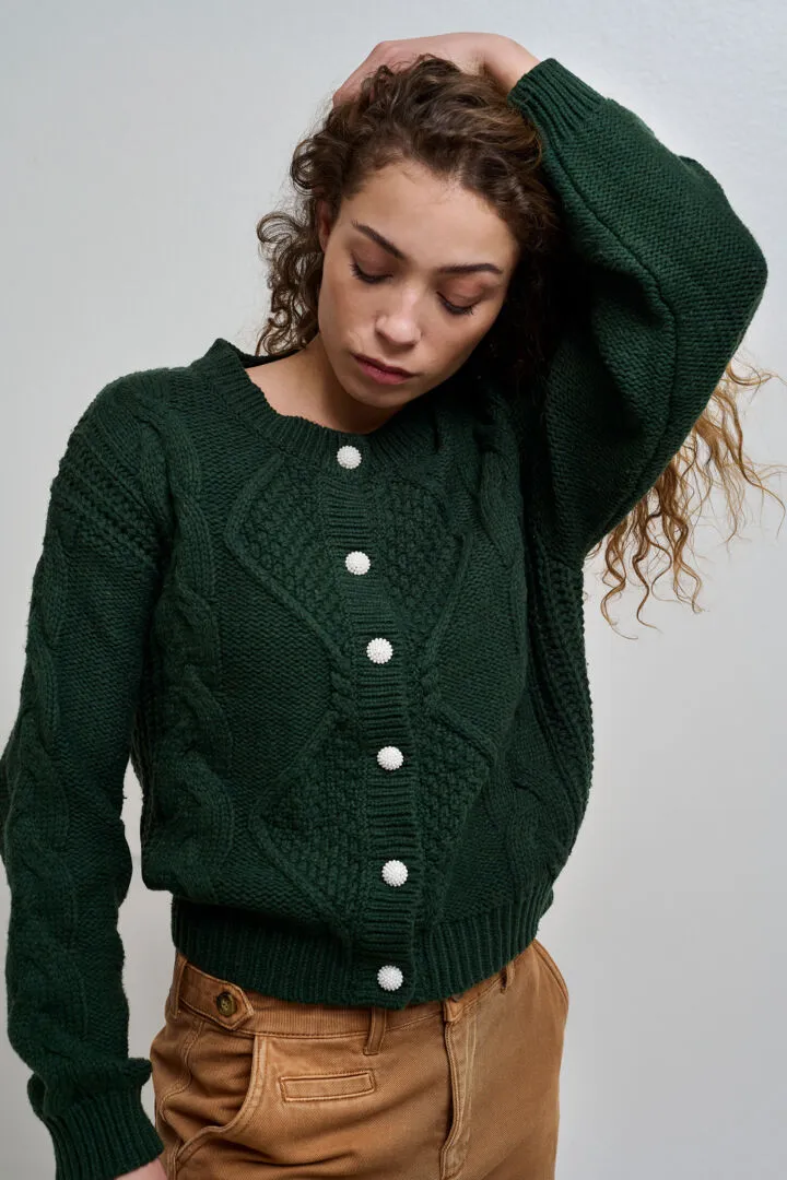 Marla Cotton/Wool Blend Cardigan - Mountain View