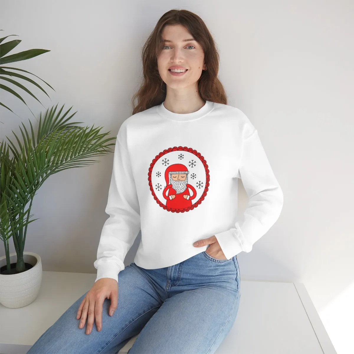 Minimalist Santa Claus Sweatshirt, Santa Sweatshirt, Trendy Noel Minimalist Christmas Sweatshirt, Xmas Santa Crewneck Top, Red Holiday Top