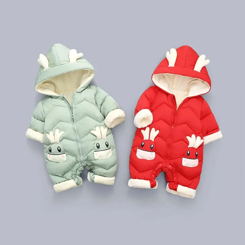 New born Baby Girl clothes Winter Snowsuit Plus Velvet Thick Baby Boys Jumpsuit 0-3 Years Romper boy Overalls Toddler Coat