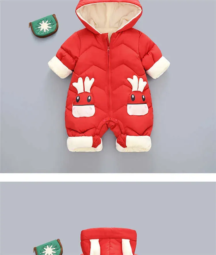 New born Baby Girl clothes Winter Snowsuit Plus Velvet Thick Baby Boys Jumpsuit 0-3 Years Romper boy Overalls Toddler Coat