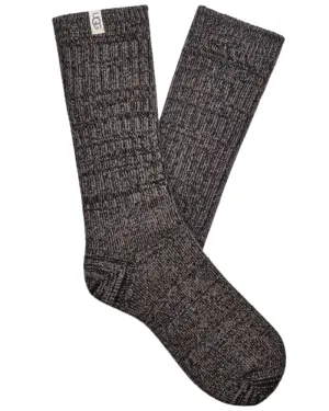 Rib Knit Slouchy Crew Sock, Grey/Black