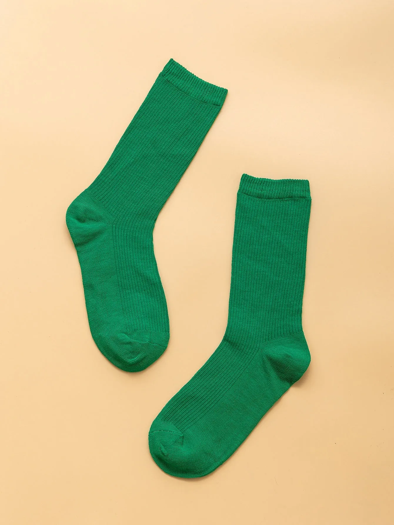 Solid Green Crew Socks for Women Plain Socks Cozy Socks Fashion Socks