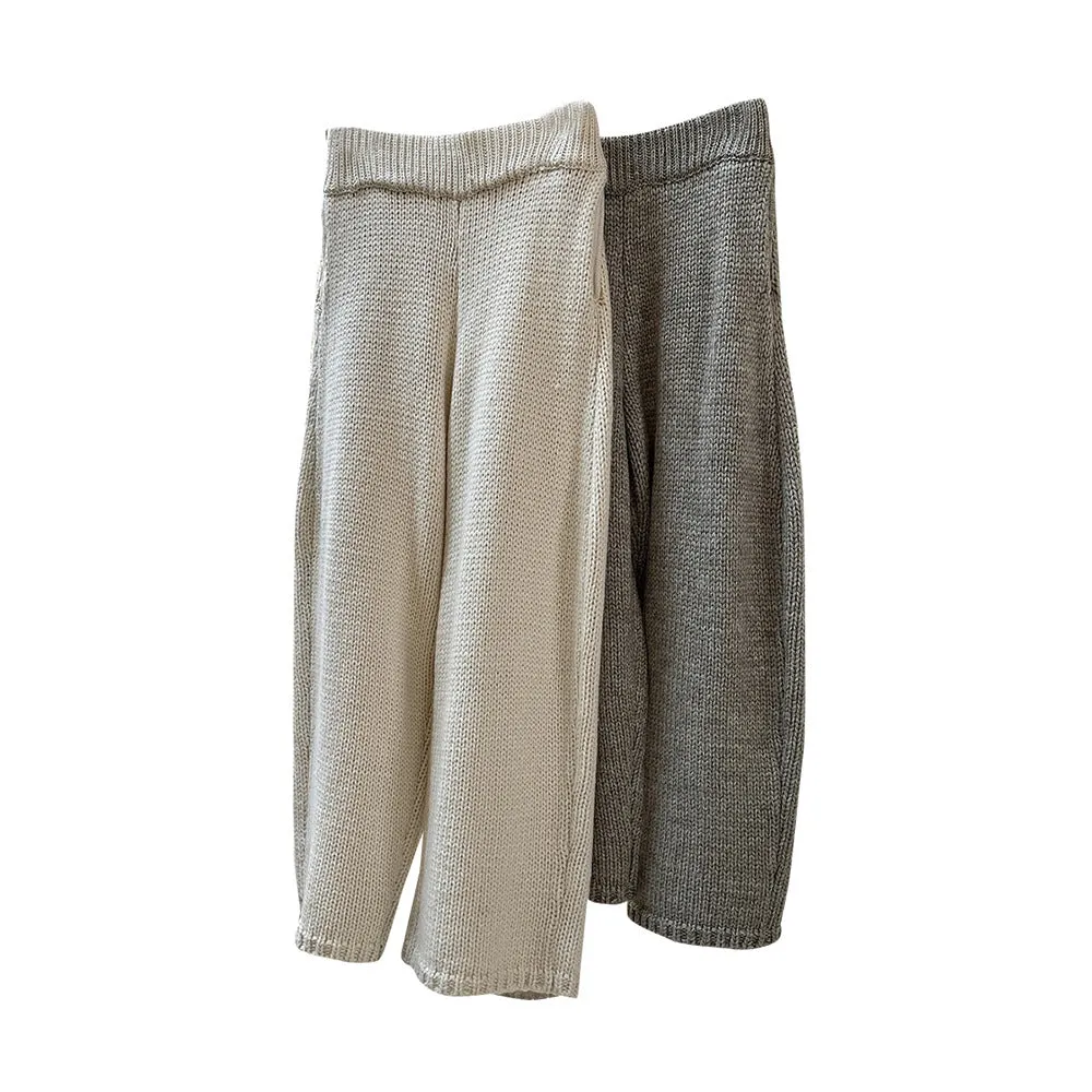 Wenkouban outfit ideas Winter Japanese Retro Lazy Ice Island Wool Thick Knitted Casual Pants Loose Profile Slimming Warm Wool Trousers for Women