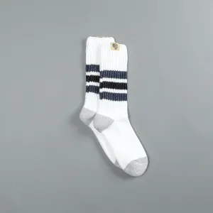 Wolf Patch Boot Socks in Cream/Midnight Blue