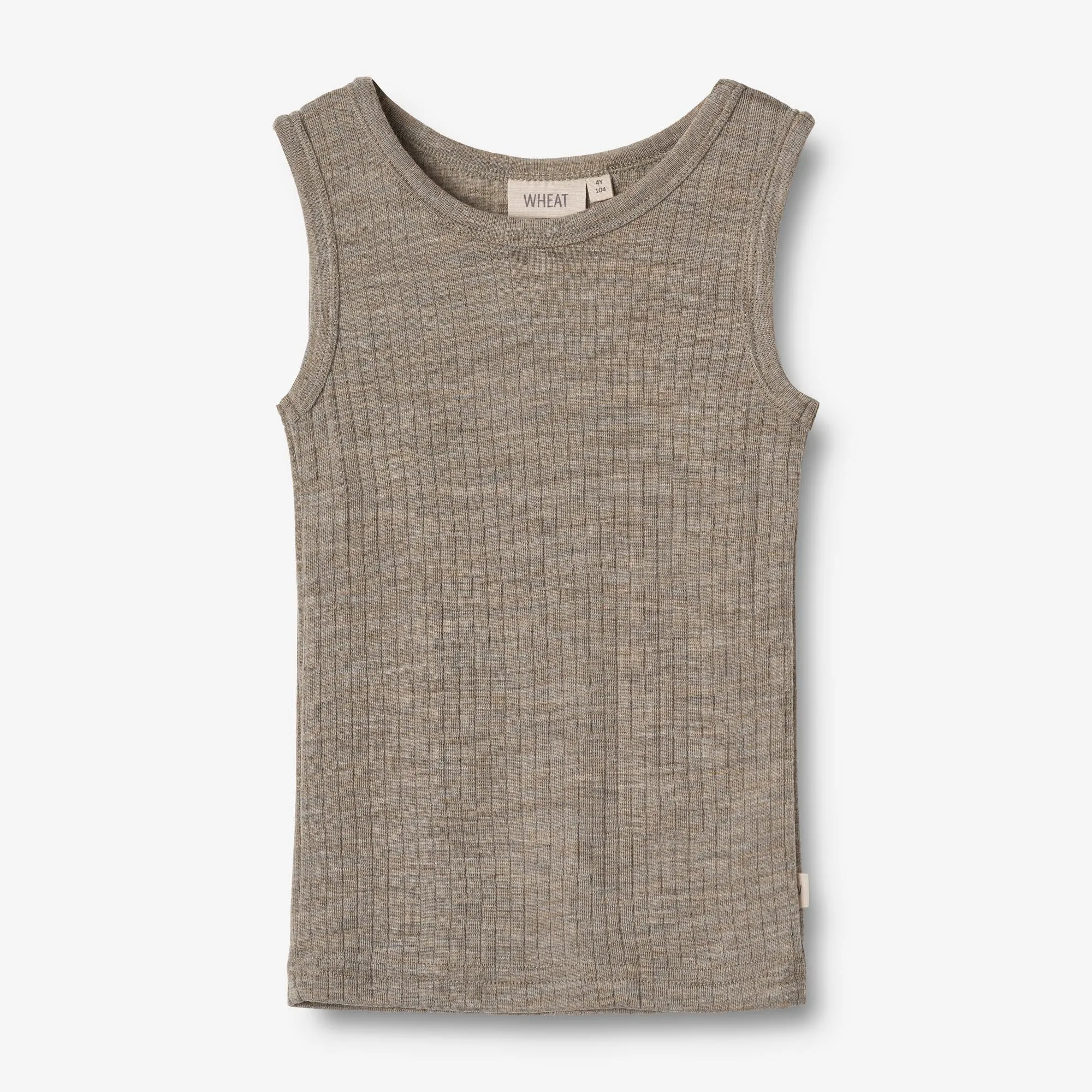 Wool Silk Singlet Iggy - khaki melange