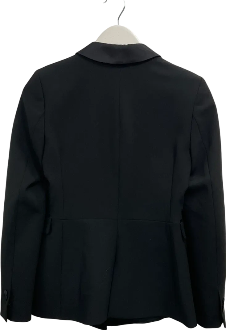 ZARA Black Satin Trimmed Blazer UK XS
